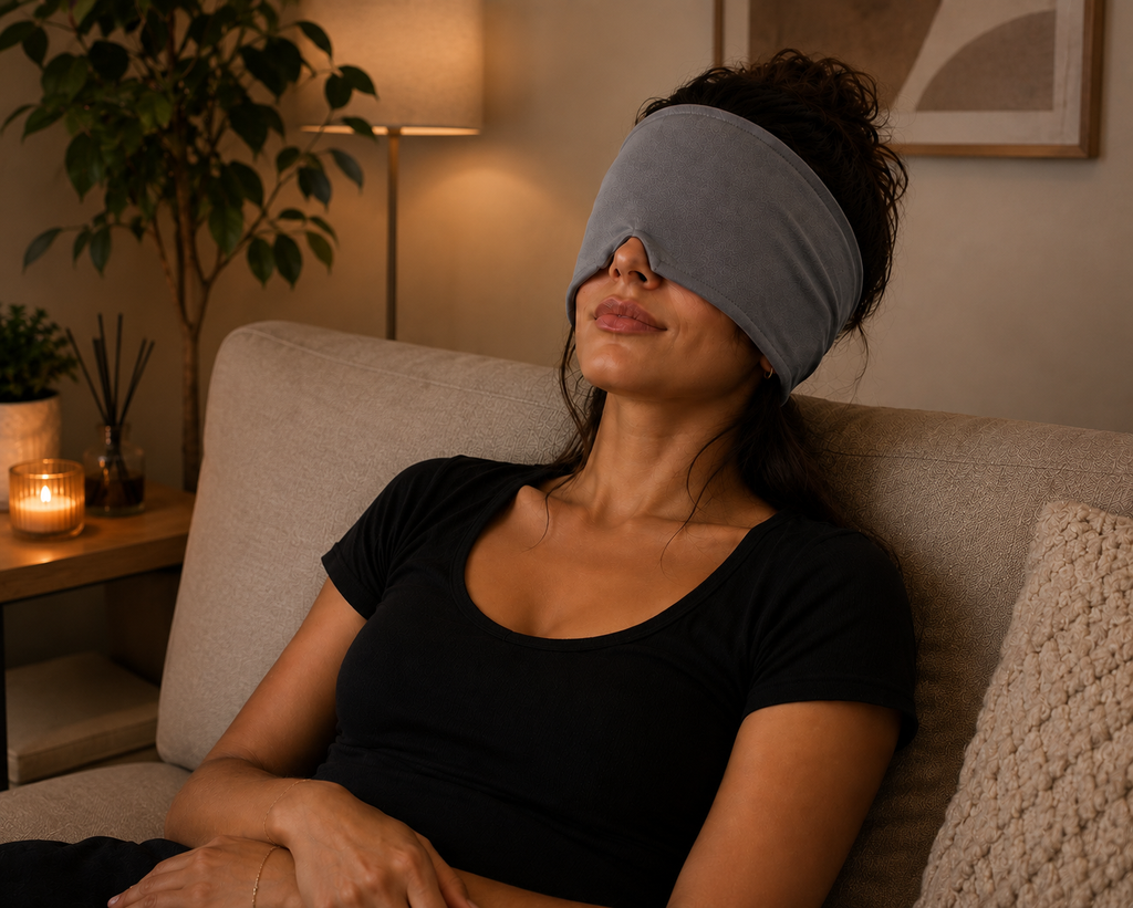 Masque de relaxation ThéraMask gris, tissu extensible ultra doux