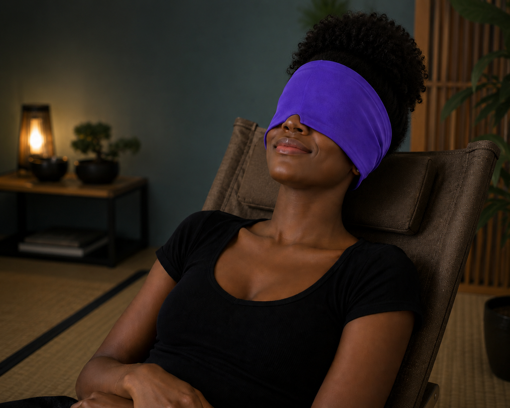 Masque de relaxation ThéraMask violet, tissu extensible ultra doux